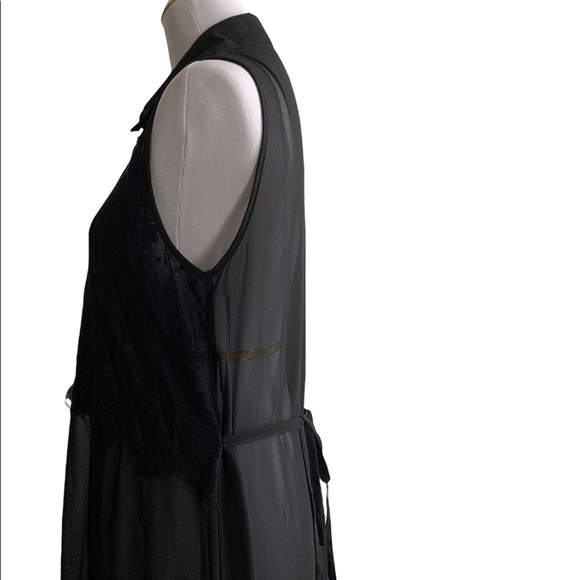 Angel Eye London | Sheer Black Button Up Full Length Sleeveless Dress - Picture 4 of 6